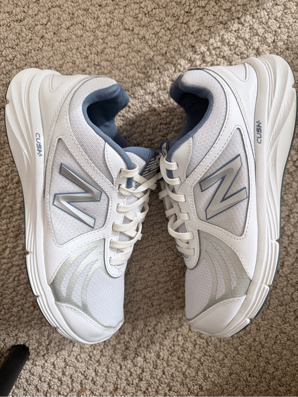 New Balance White and Light Blue Women's Cushioned Walking Sneakers